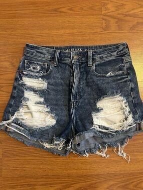 American Eagle Outfitters Distressed Dark Blue Denim Cutoff Shorts